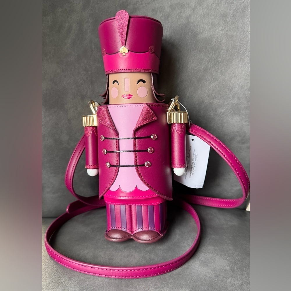 Kate Spade Oh What Fun 3D Nutcracker Crossbody Bag Novelty Christmas Fuchsia NWT - Picture 7 of 11